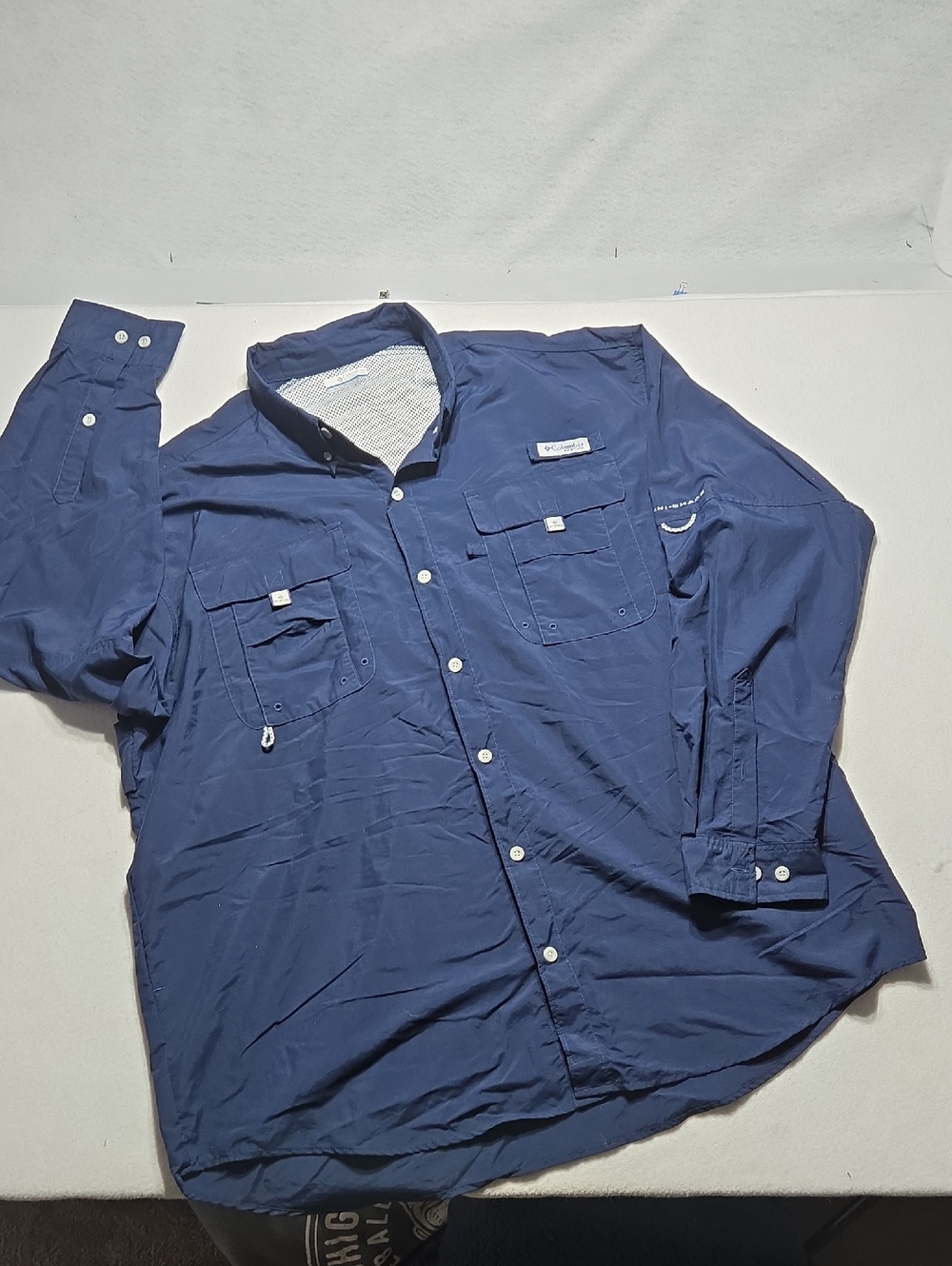 Columbia PFG Bahama II Men's Dark Blue Long-Sleeve Fishing Shirt